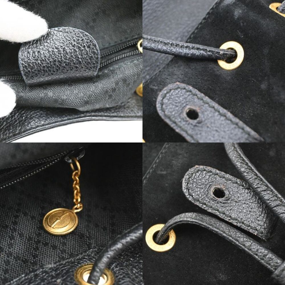 Gucci Vintage Bamboo Backpack Suede Black Suede Backpack Bag - Picture 7 of 16